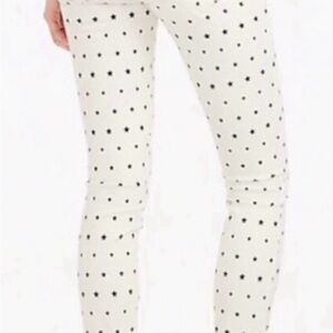 JCREW toothpick jeans Sz 24 - cream color with blue stars 5 pocket